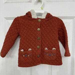 Little Lass Baby Jacket 18M Thanksgiving Fall Bear Hooded Orange